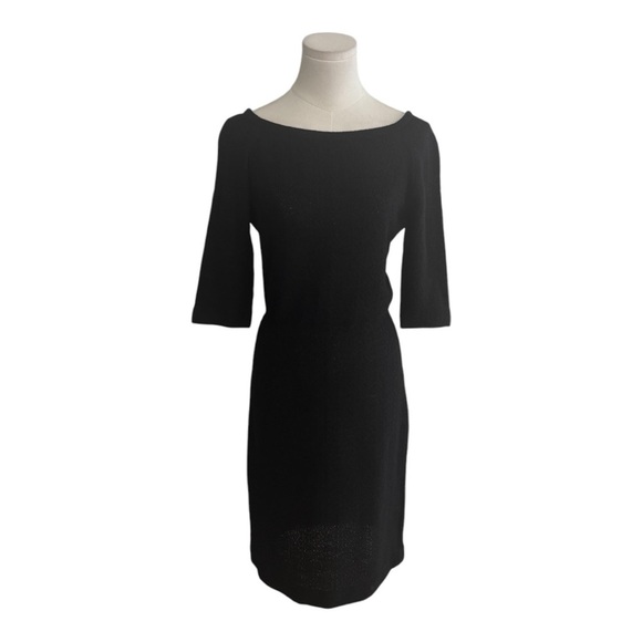 Vintage GOLDWORM Black Knit Midi Dress 2/3 Sleeve Party Work Size M 6 8 Fitted - Picture 4 of 7